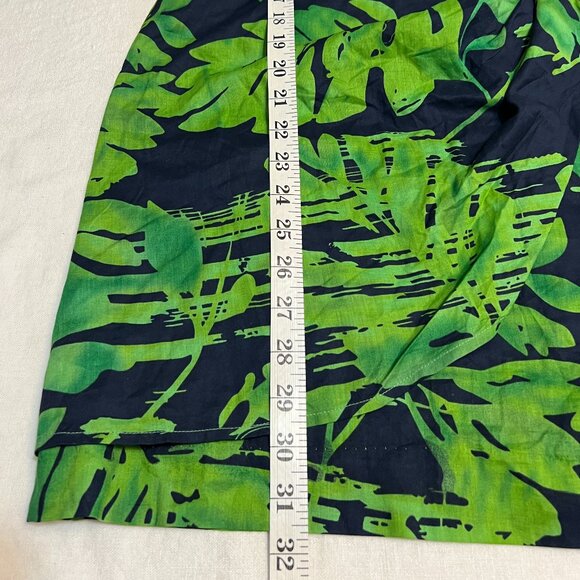 Banana Republic 8P Petite Linen Blend Dress – Green Tropical Leaf Print Sheath - Picture 10 of 11